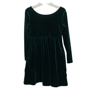 Old Navy Green Velour Long Sleeve Dress Holiday Girl’s S (6-7) Stretch